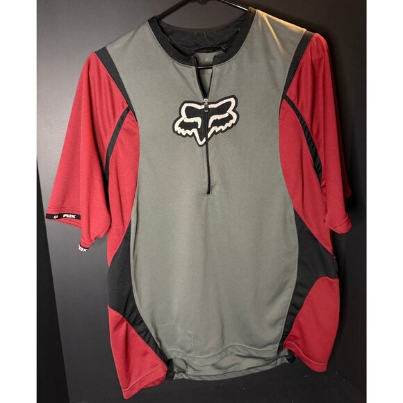 Fox Racing Logo Cycling Jersey Colorblock Mens L Back Zipper - Picture 1 of 6